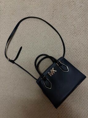 Michael Kors Black Satchel with Gold MK Accent